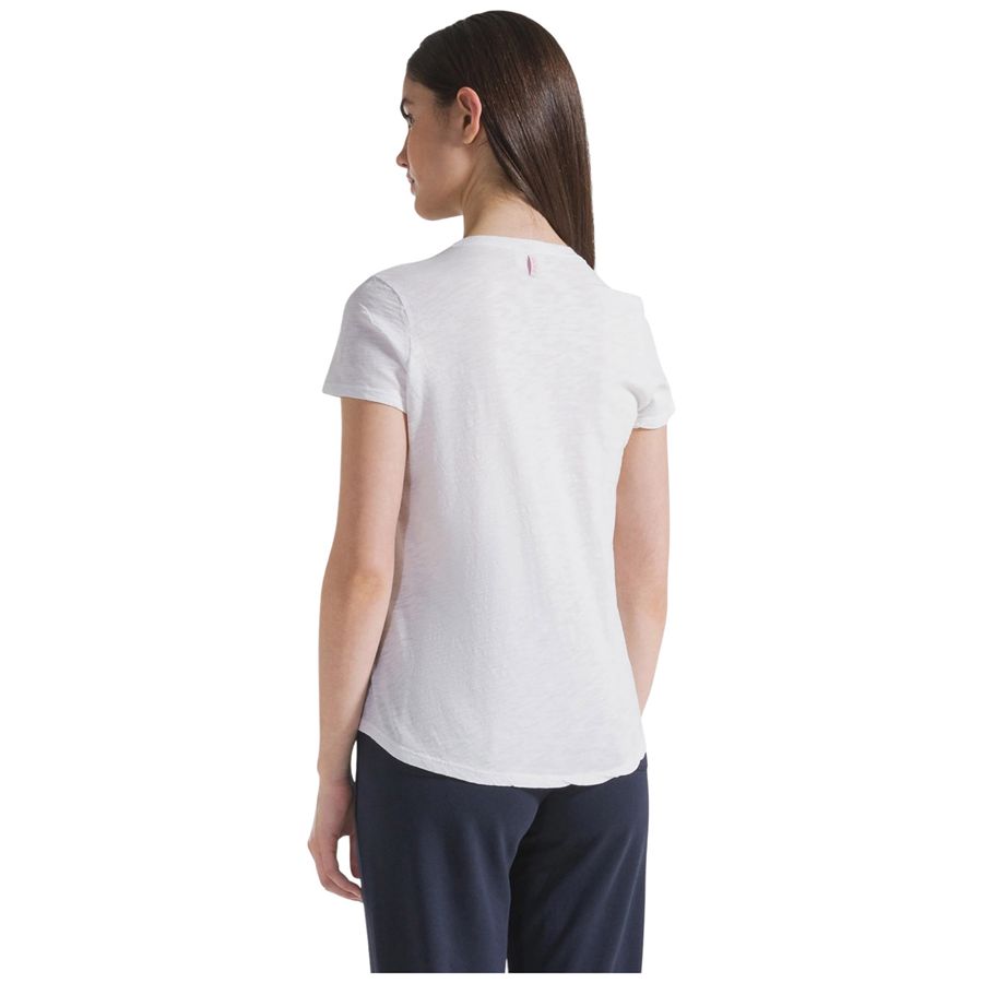 T-shirt a maniche corte in cotone flammè bianco da donna Deha | D4251310001